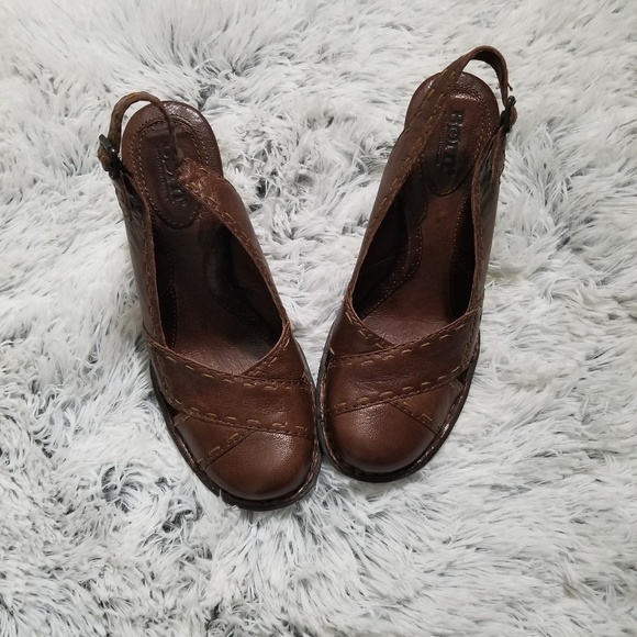Born heels brown round toe slingback size 8 - Picture 3 of 8